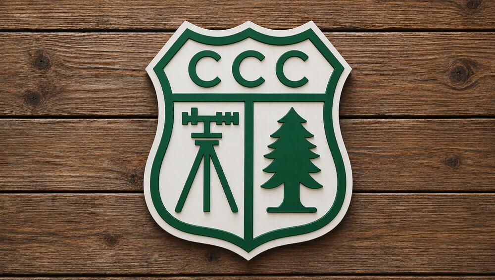 US Civilian Conservation Corps CCC Sign Badge Plaque Tree Forest United States